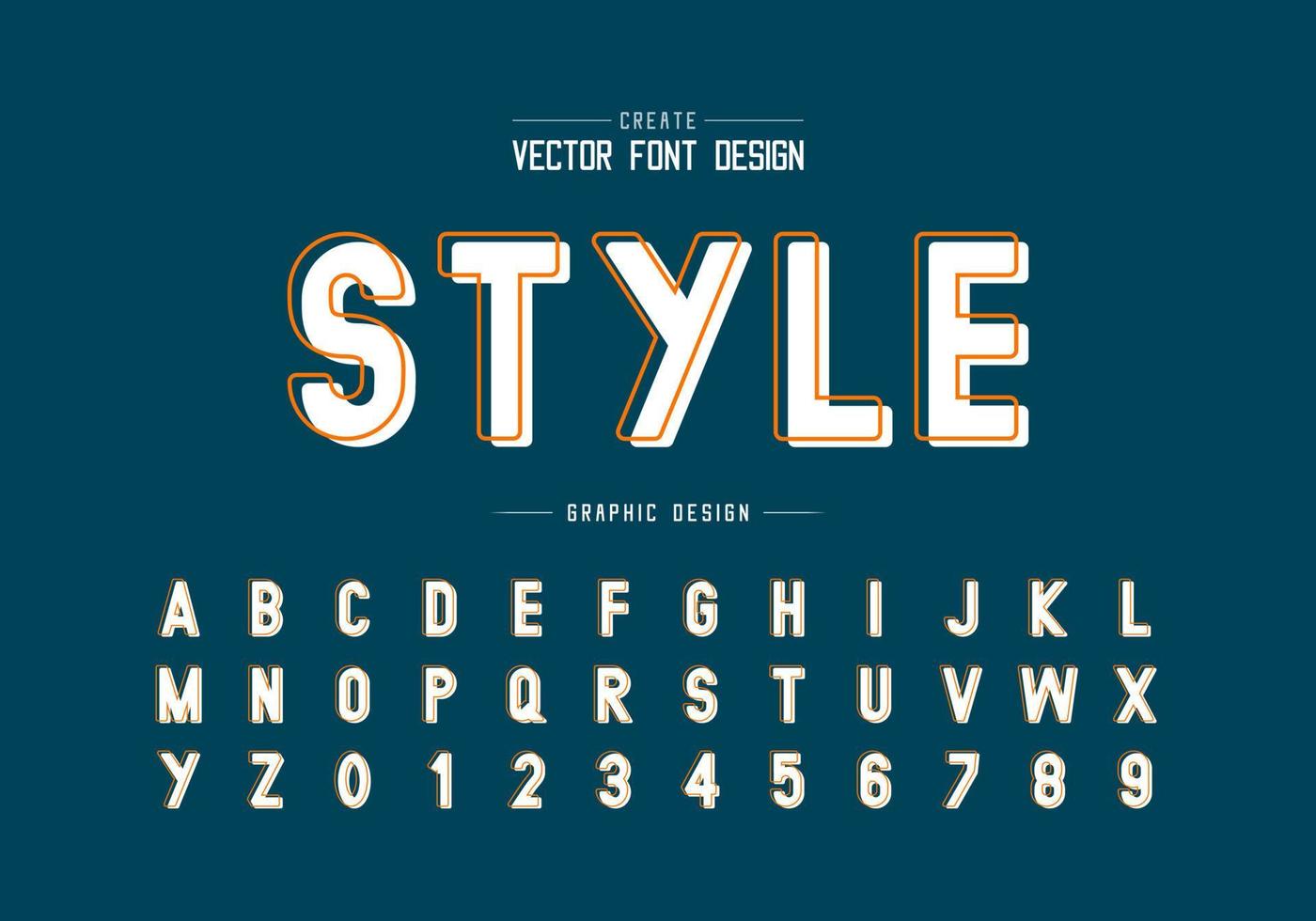 lijn lettertype en alfabet vector, stijl lettertype letter en nummer ontwerp, grafische tekst op achtergrond vector