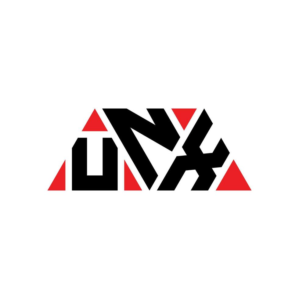 unx driehoek brief logo ontwerp met driehoekige vorm. unx driehoek logo ontwerp monogram. unx driehoek vector logo sjabloon met rode kleur. unx driehoekig logo eenvoudig, elegant en luxueus logo. unx