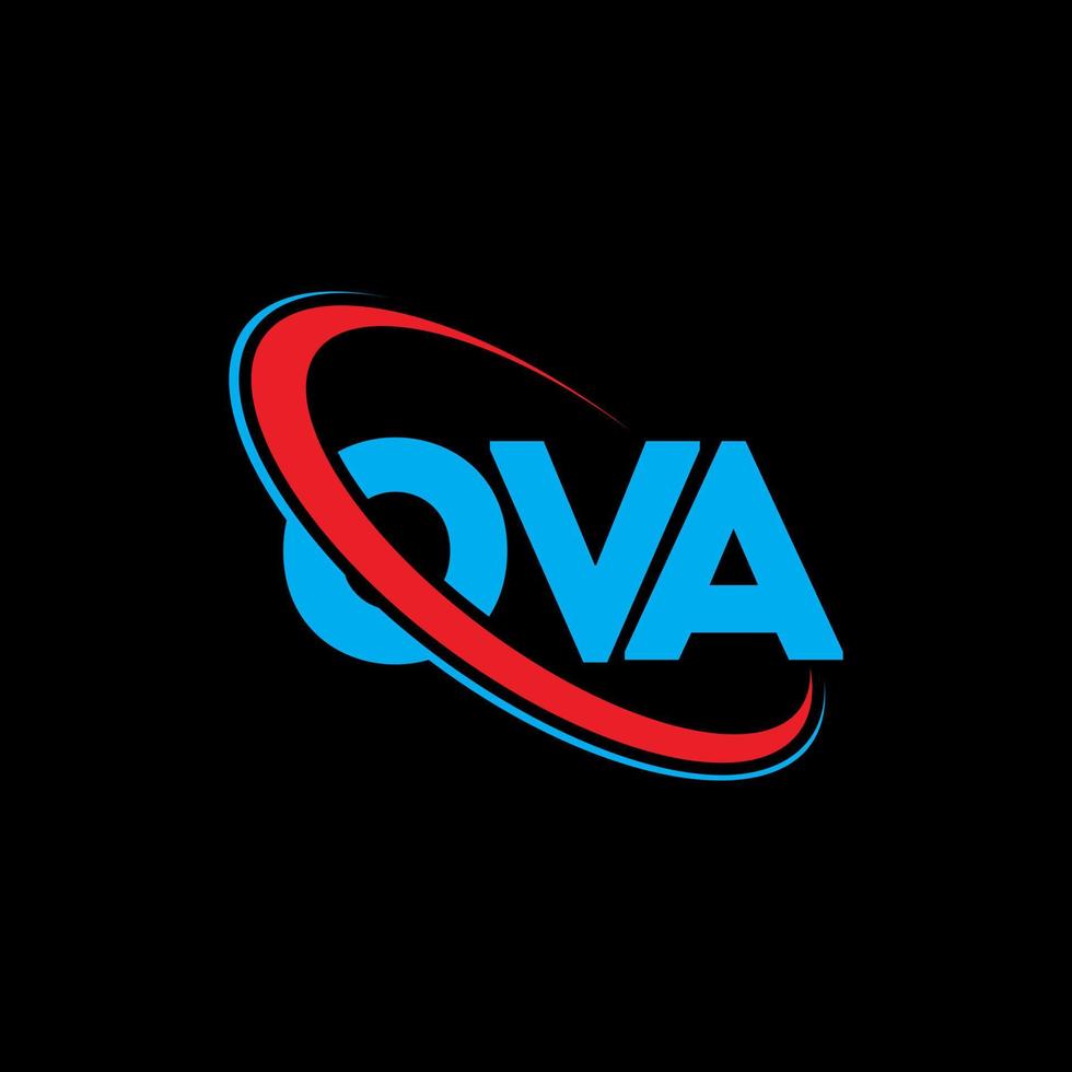 ova-logo. eicel brief. ova brief logo ontwerp. initialen ova-logo gekoppeld aan cirkel en monogram-logo in hoofdletters. ova typografie voor technologie, zaken en onroerend goed merk. vector