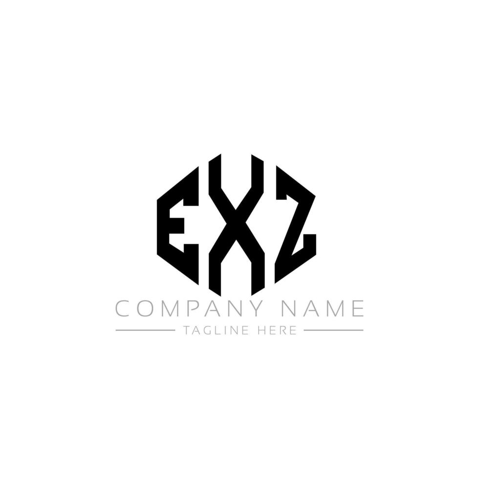 exz letter logo-ontwerp met veelhoekvorm. exz veelhoek en kubusvorm logo-ontwerp. exz zeshoek vector logo sjabloon witte en zwarte kleuren. exz monogram, bedrijfs- en vastgoedlogo.