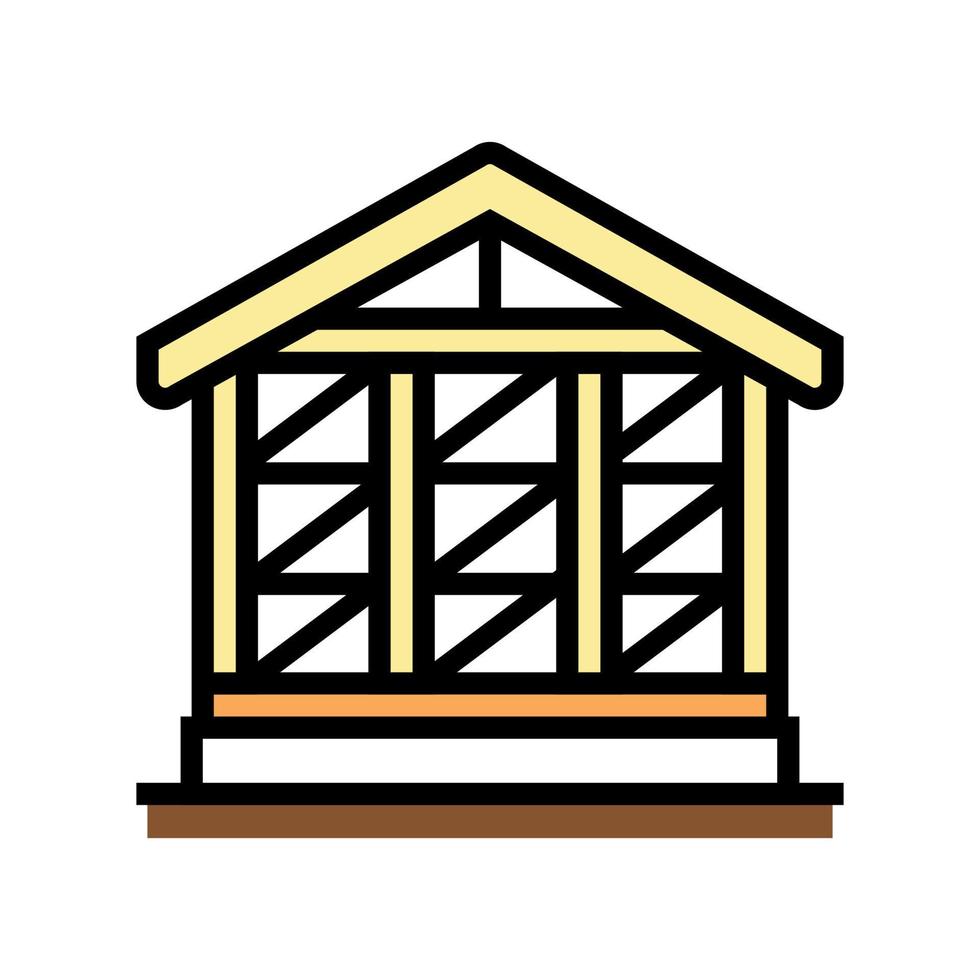 houten frame gebouw kleur pictogram vectorillustratie vector