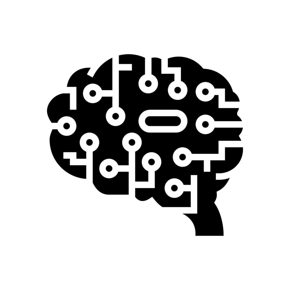 kunstmatige intelligentie hersenen glyph pictogram vectorillustratie vector
