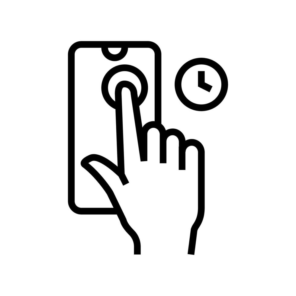 houd telefoon display lijn pictogram vectorillustratie ingedrukt vector