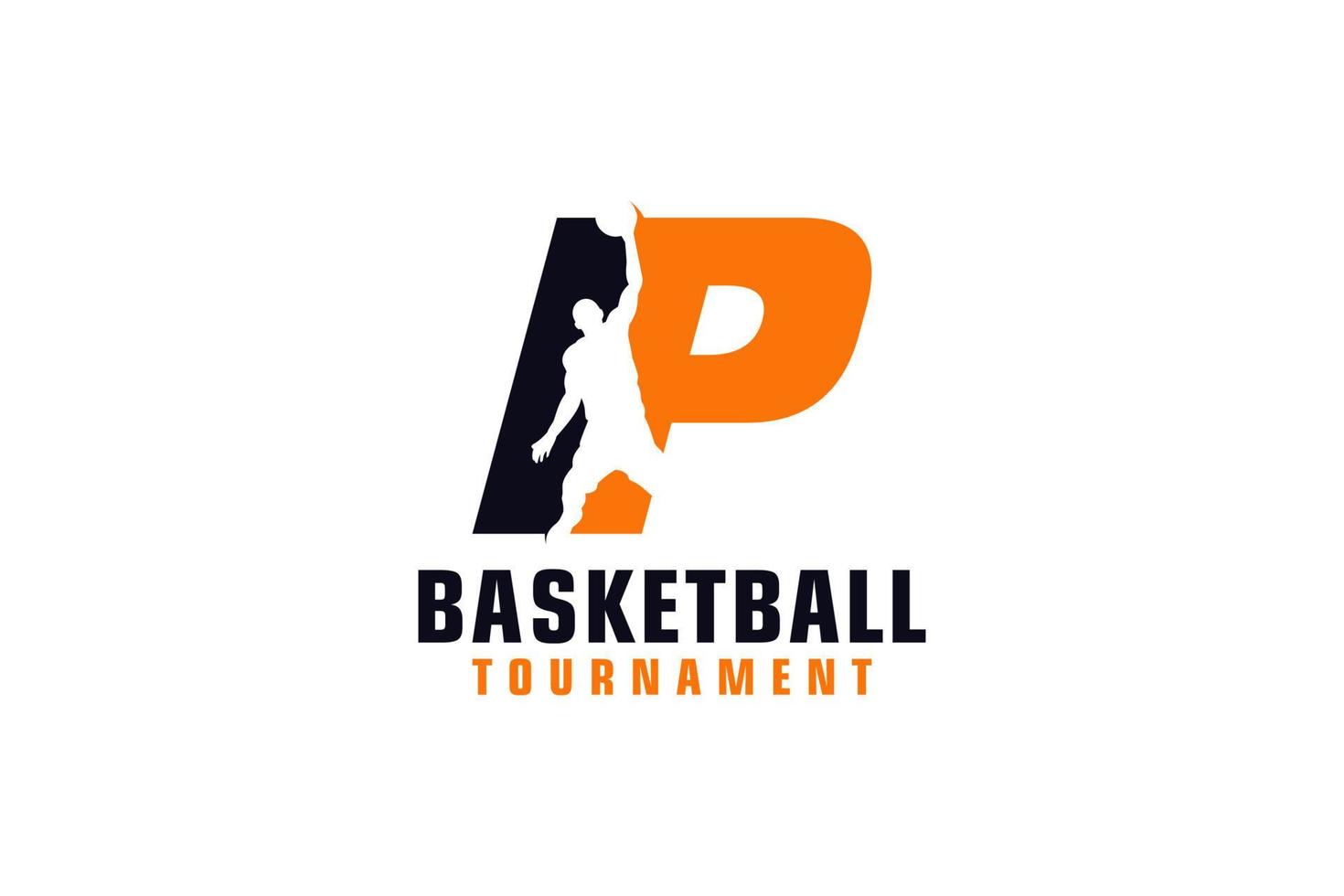 letter p met basketballogo-ontwerp. vectorontwerpsjabloonelementen voor sportteam of huisstijl. vector