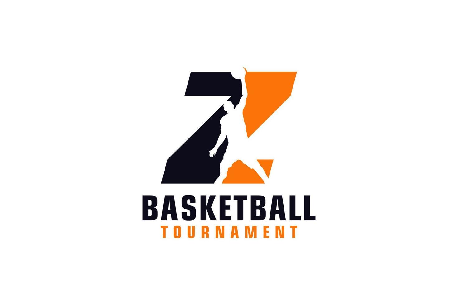 letter z met basketballogo-ontwerp. vectorontwerpsjabloonelementen voor sportteam of huisstijl. vector