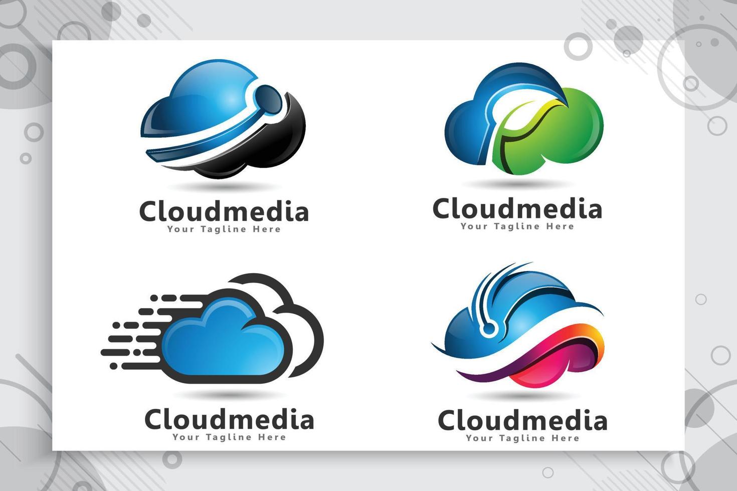 set verzameling cloud data vector logo voor technologie data en software service met modern kleur- en stijlconcept.