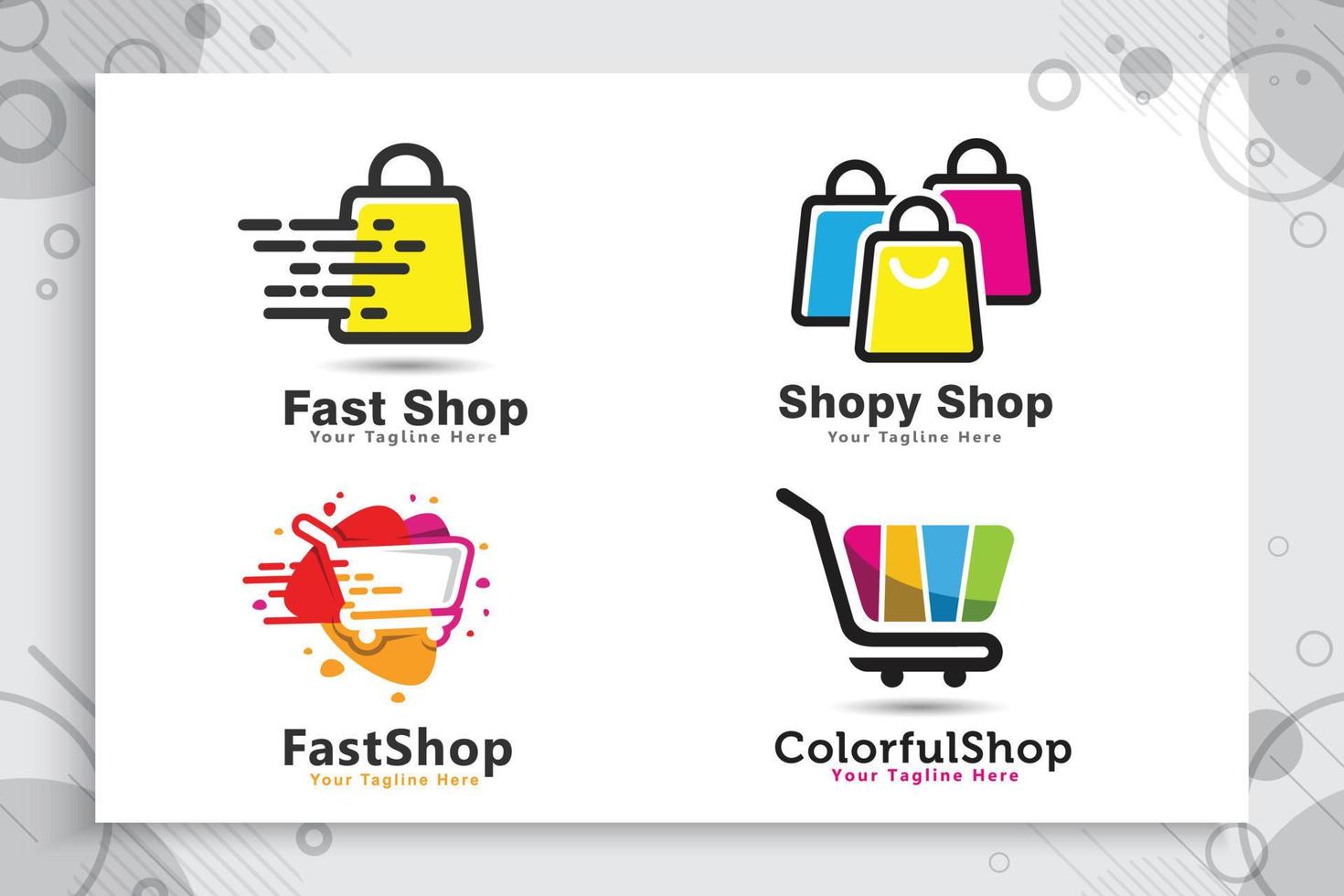 set van abstracte trollen vector logo met eenvoudige en moderne conceptontwerpen illustratie voor online winkel digitale sjabloon.