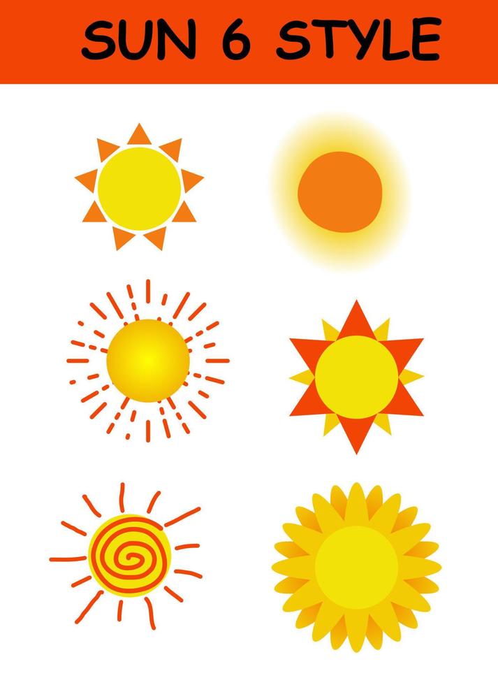 zon 6 stijl vectorafbeelding vector