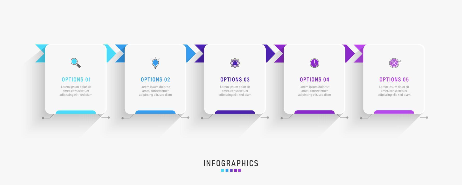 vector infographic labelontwerpsjabloon met pictogrammen en 5 opties of stappen. kan worden gebruikt voor procesdiagram, presentaties, workflowlay-out, banner, stroomschema, infografiek.