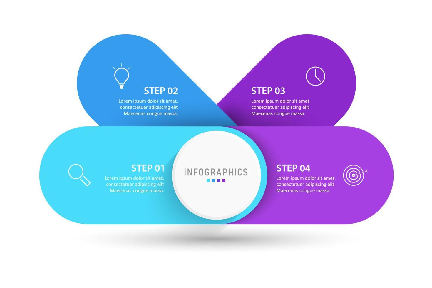 vector infographic labelontwerpsjabloon met pictogrammen en 4 opties of stappen. kan worden gebruikt voor procesdiagram, presentaties, workflowlay-out, banner, stroomschema, infografiek.