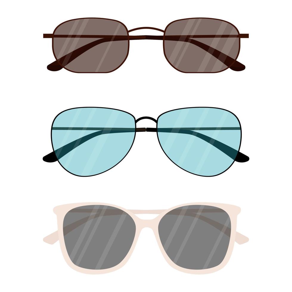 kleurrijke modieuze zonnebril met zonnelens. collectie dameszonnebrillen vector