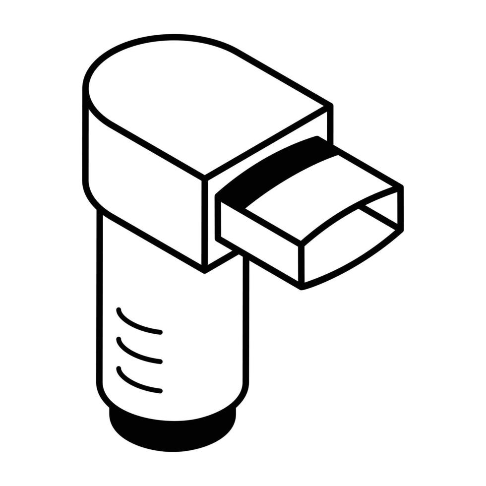 een bewerkbaar overzichtspictogram van astma-inhalator vector