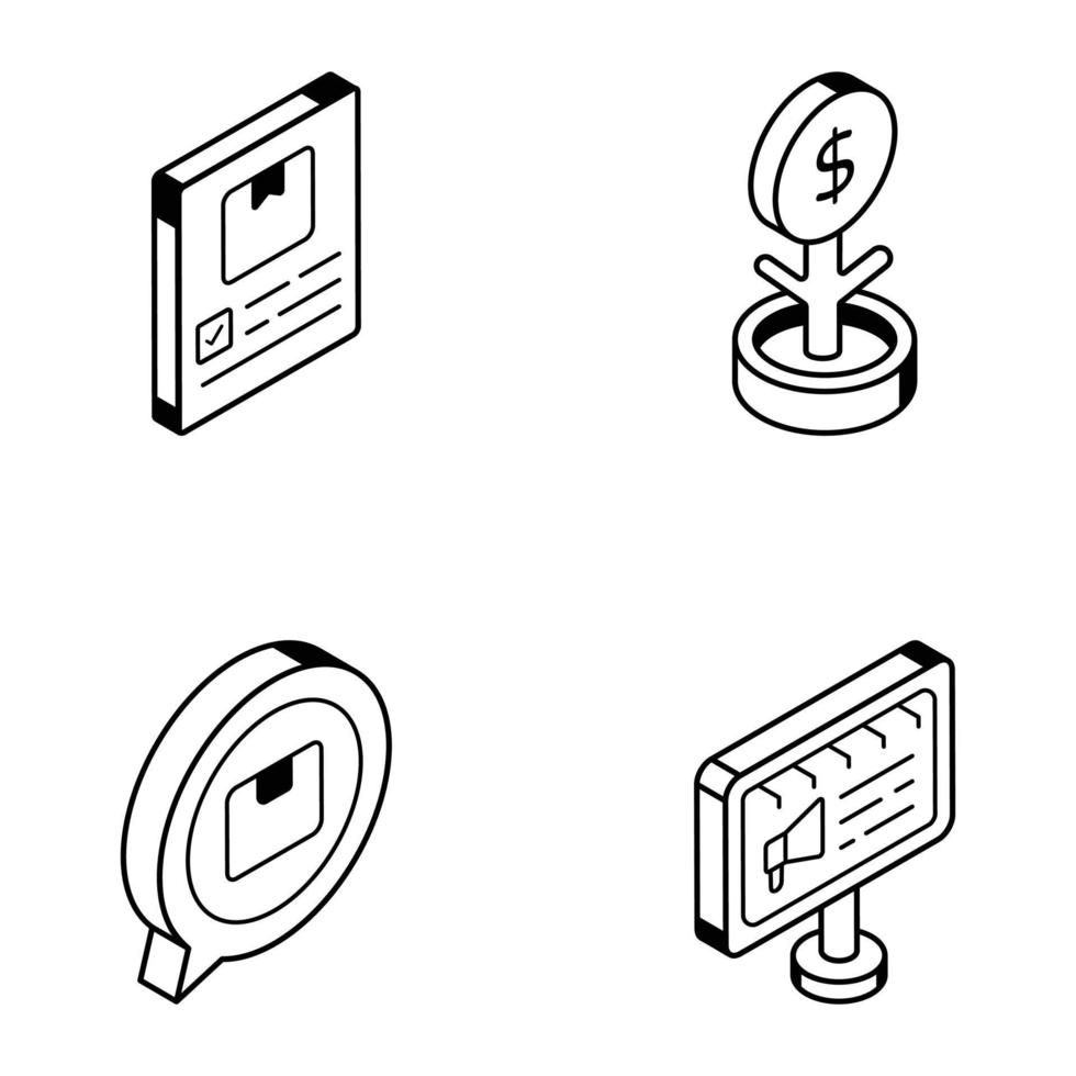 verzameling van productmarktoverzichtspictogrammen vector