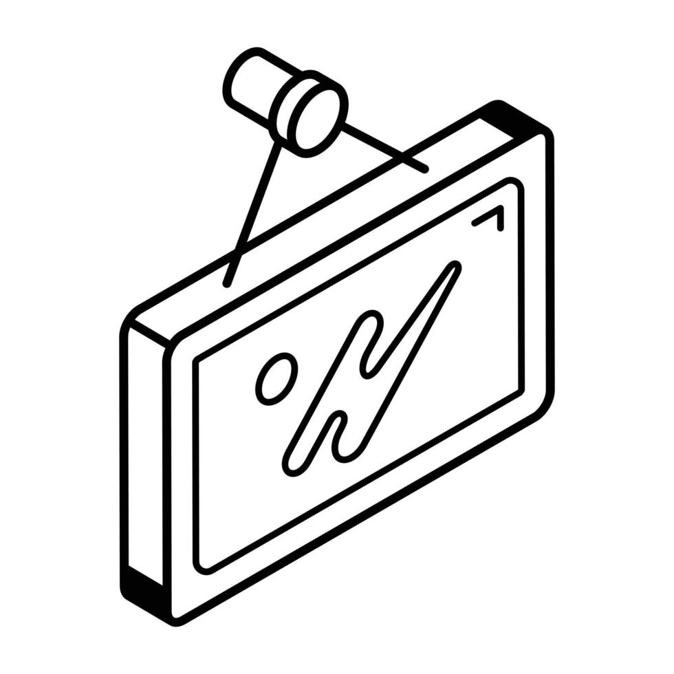 icoon van hangend bordlijnontwerp vector