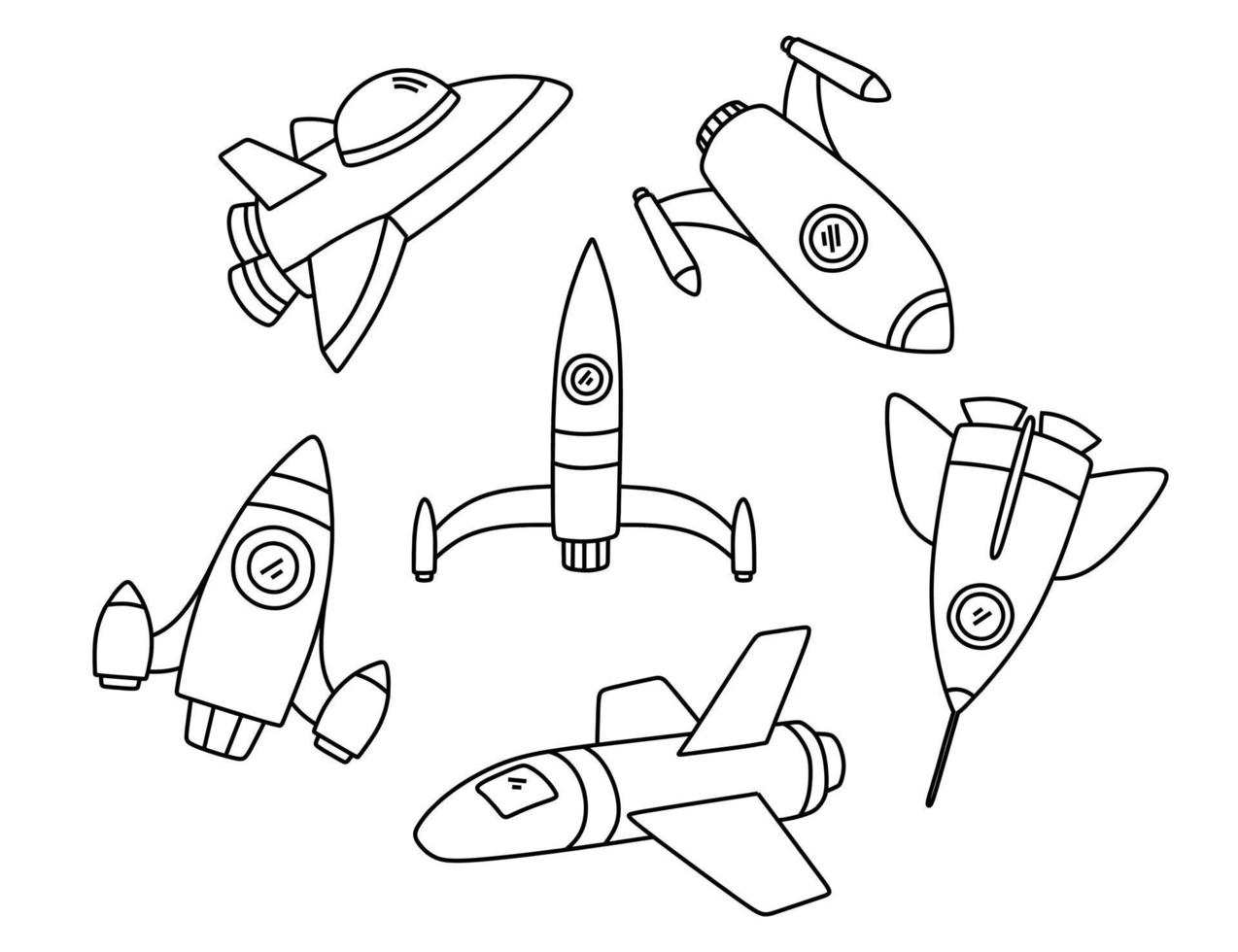 doodle set van schattige raket. vector