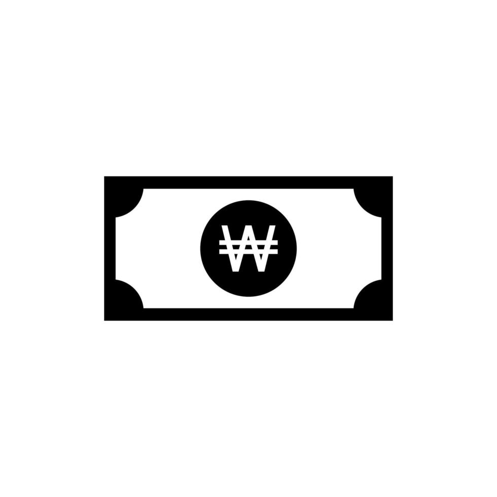 korea valutapictogram symbool, gewonnen, krw. vector illustratie