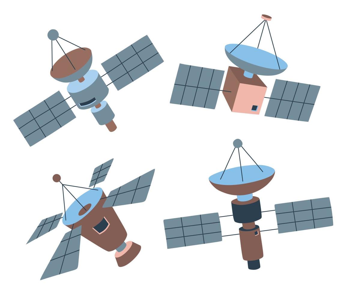 set van satelliet op een witte achtergrond. vector