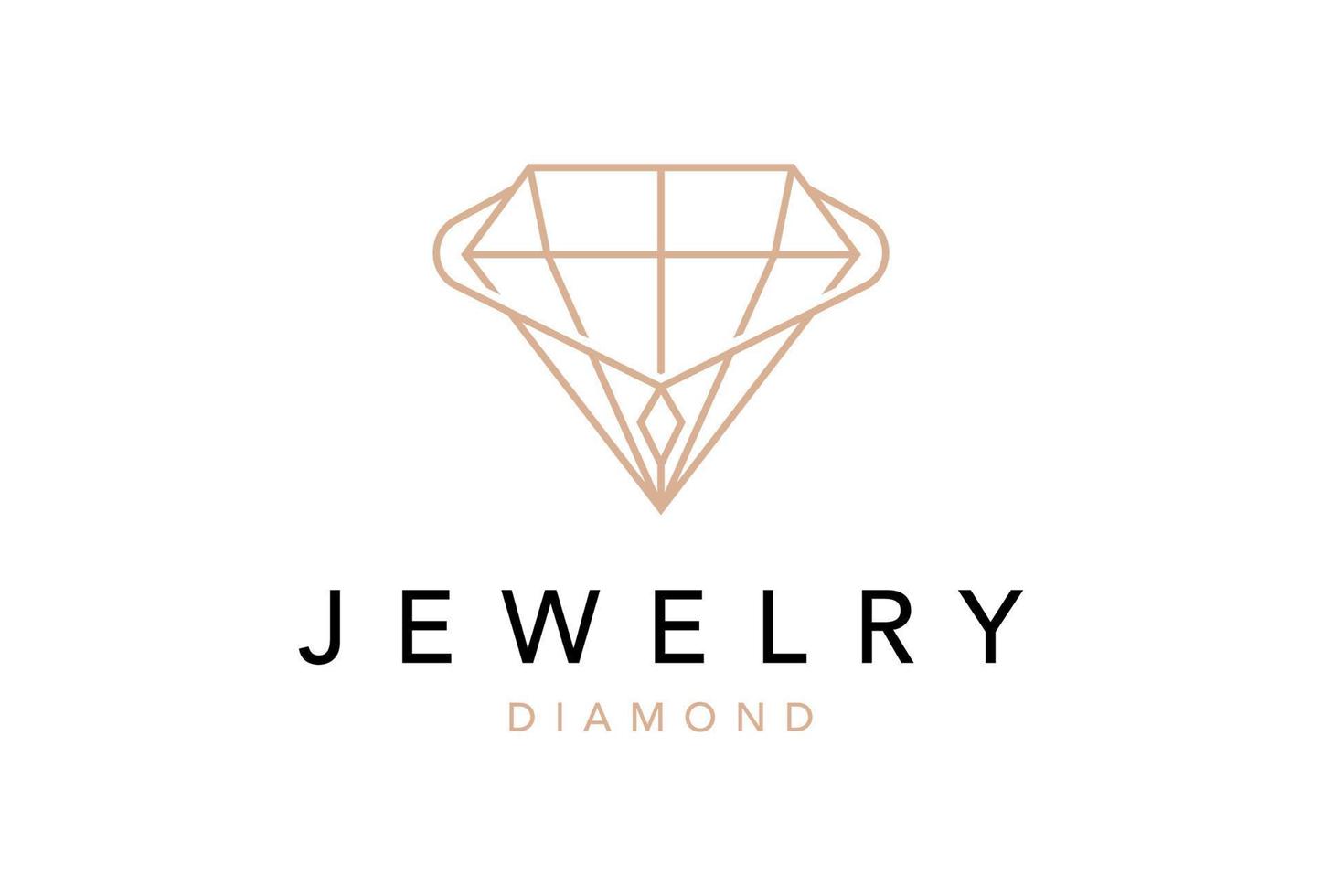 sieraden logo met diamant lijn kunst stijl pictogram ontwerpsjabloon. vector
