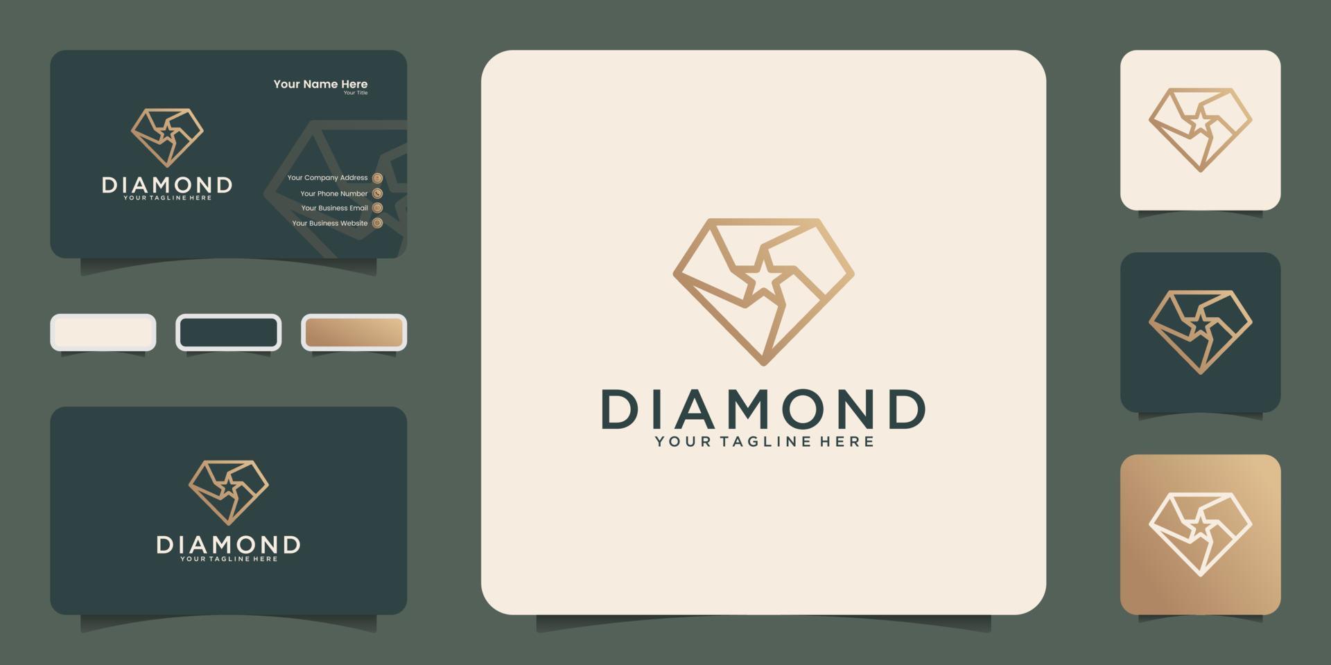 diamanten sterlogo met stijlvol schetsontwerp, pictogram en visitekaartjeinspiratie vector