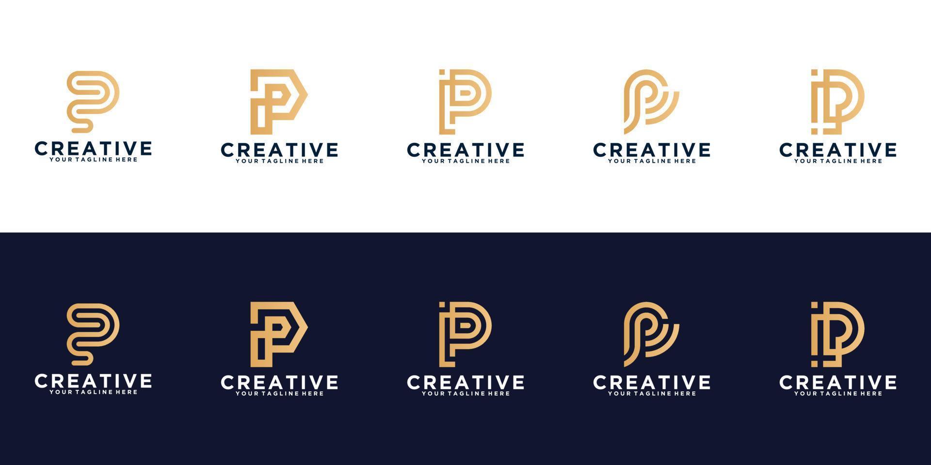 creatief logo collectie monogram letter p sjabloonontwerp vector