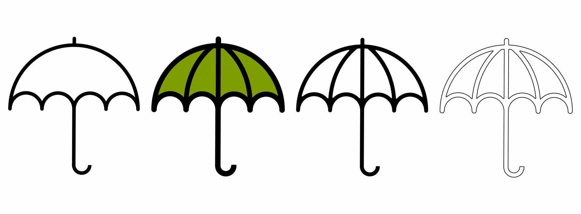 paraplu pictogrammenset geïsoleerd op een witte achtergrond vector
