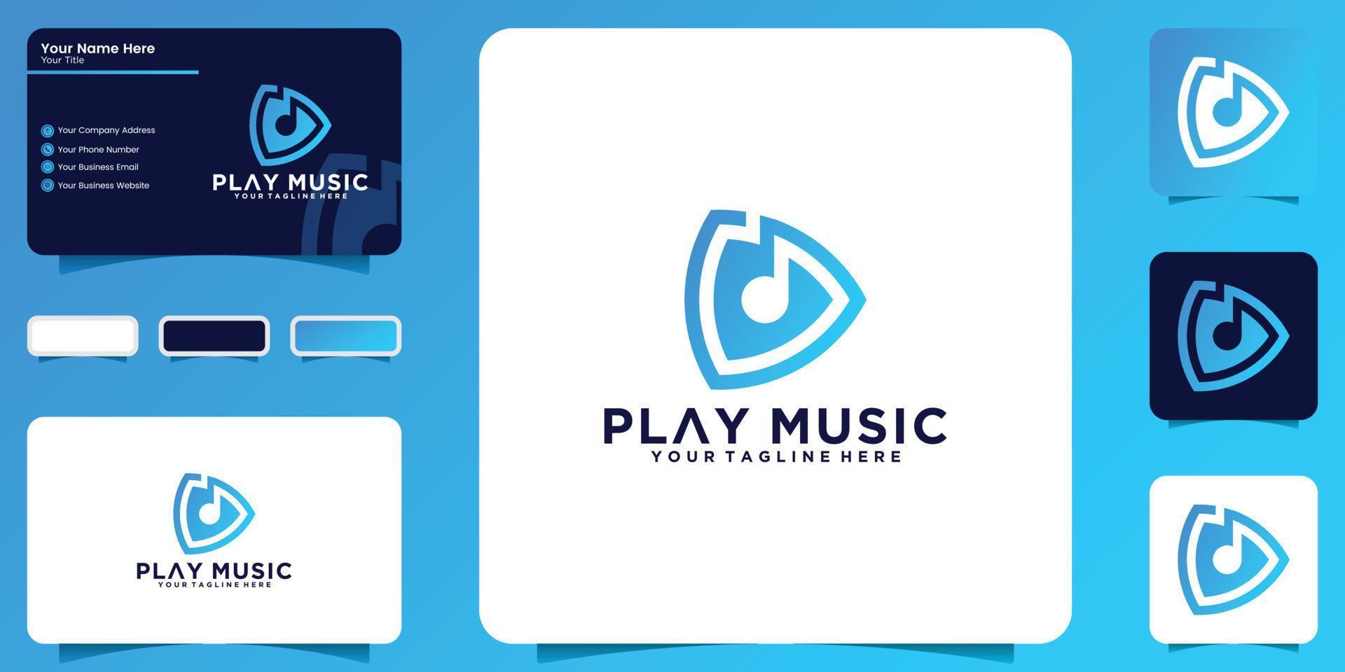muziek afspeelknop en visitekaartje ontwerp logo vector
