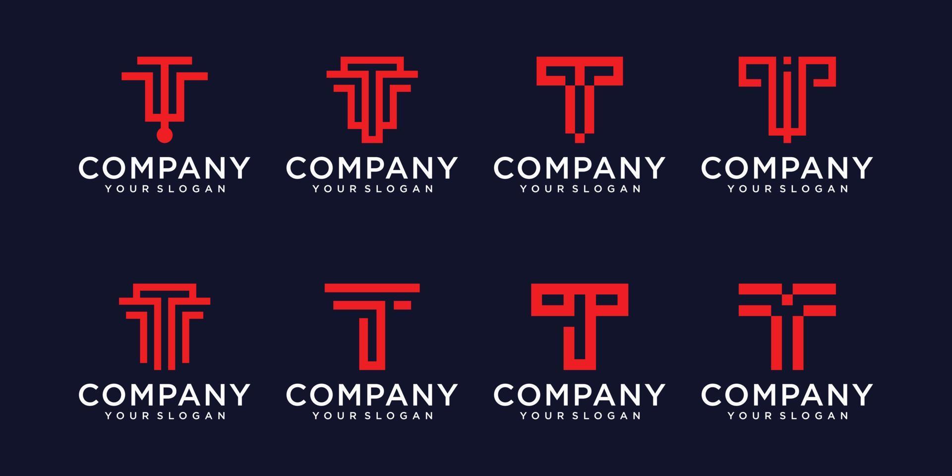 set van abstracte monogram letter t logo sjabloon vector