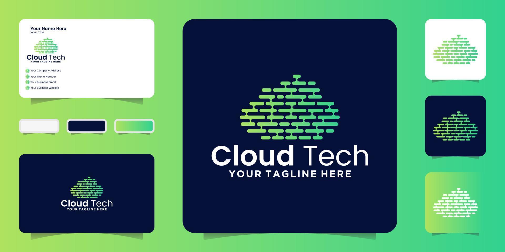 cloudpixellogo, cloudtechnologie en inspiratie voor visitekaartjes vector