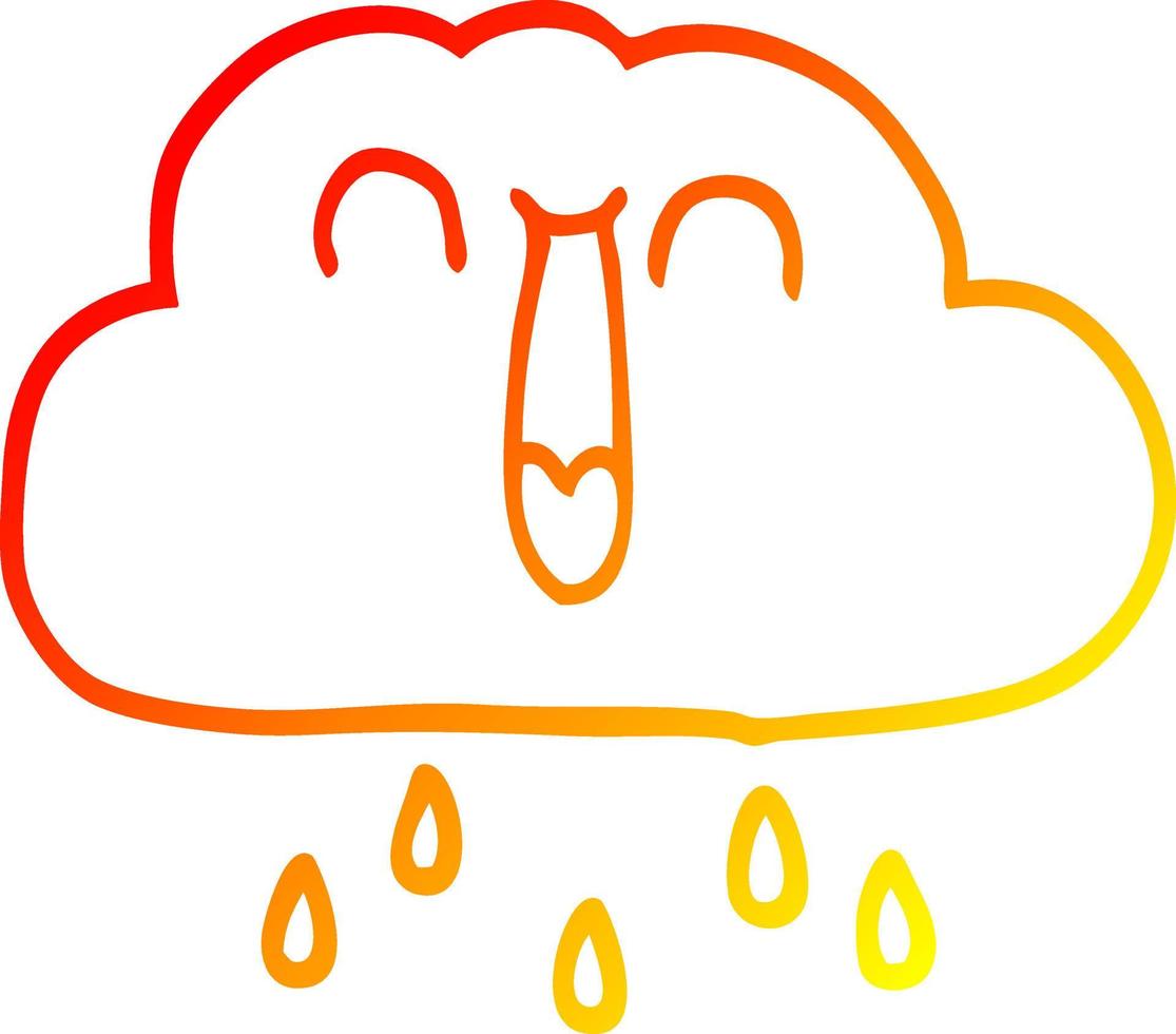 warme gradiënt lijntekening cartoon gelukkige regenwolk vector