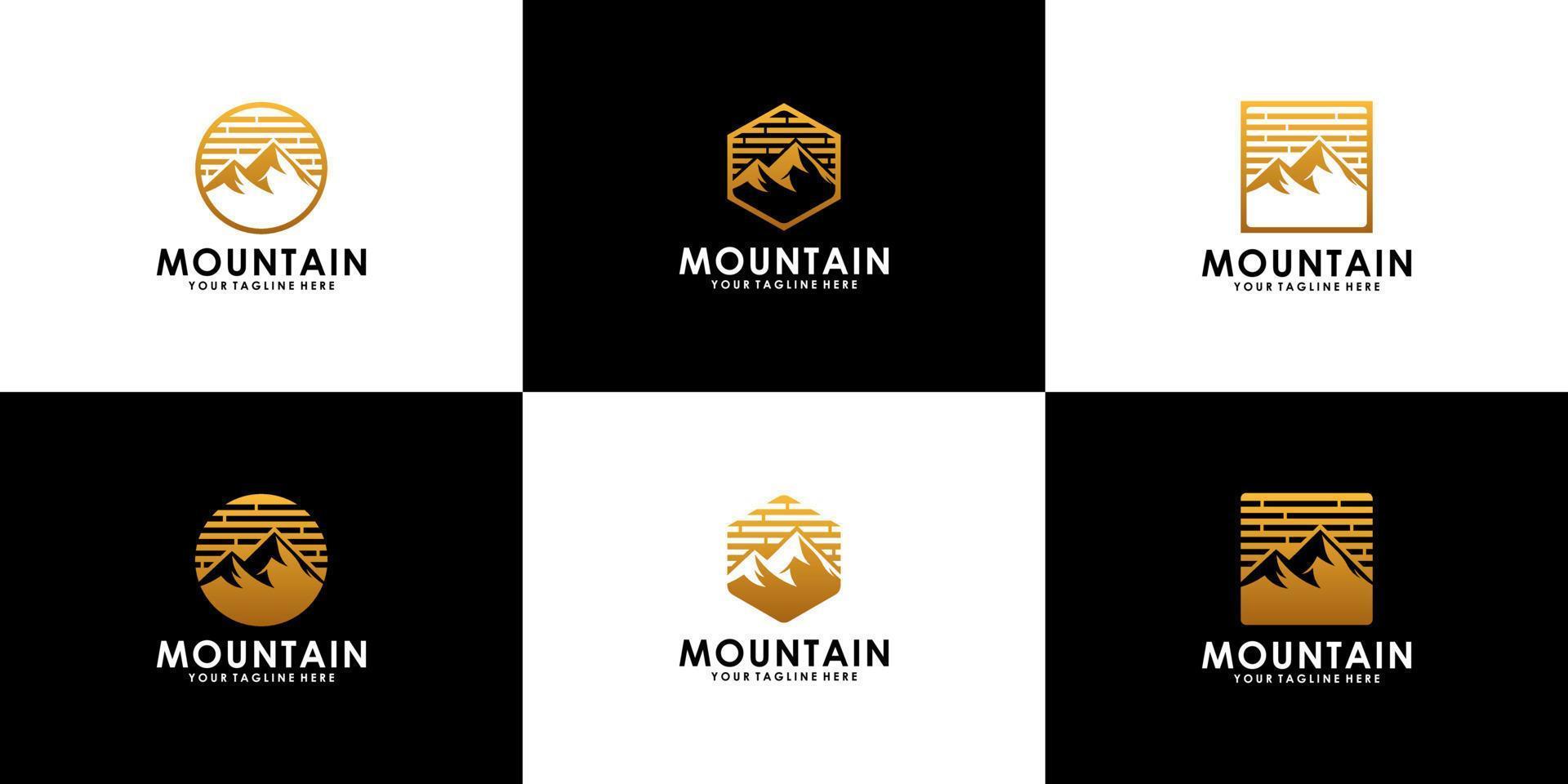 set van het logo van de top van de bergen vector
