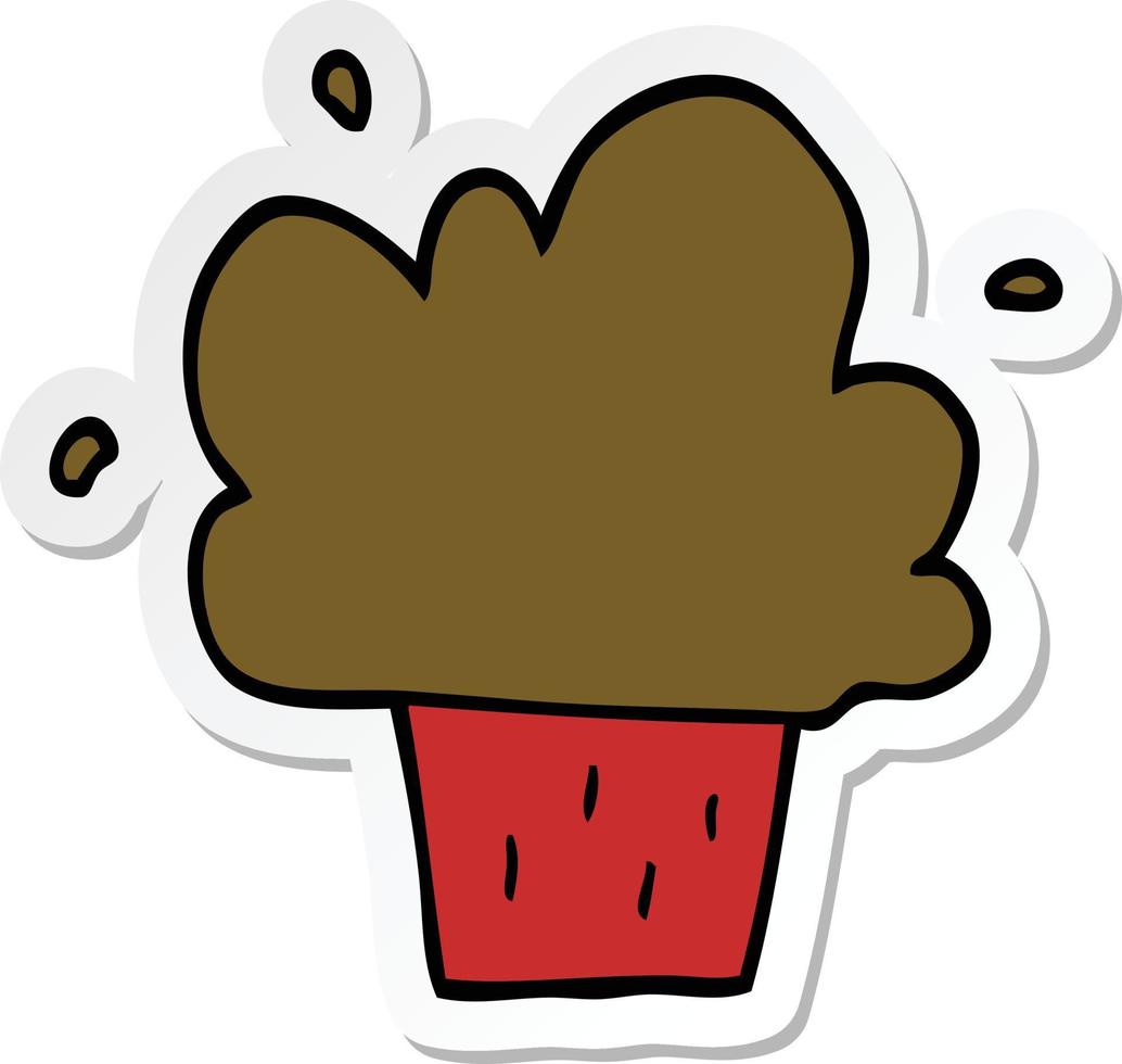 sticker van een cartoon cupcake vector