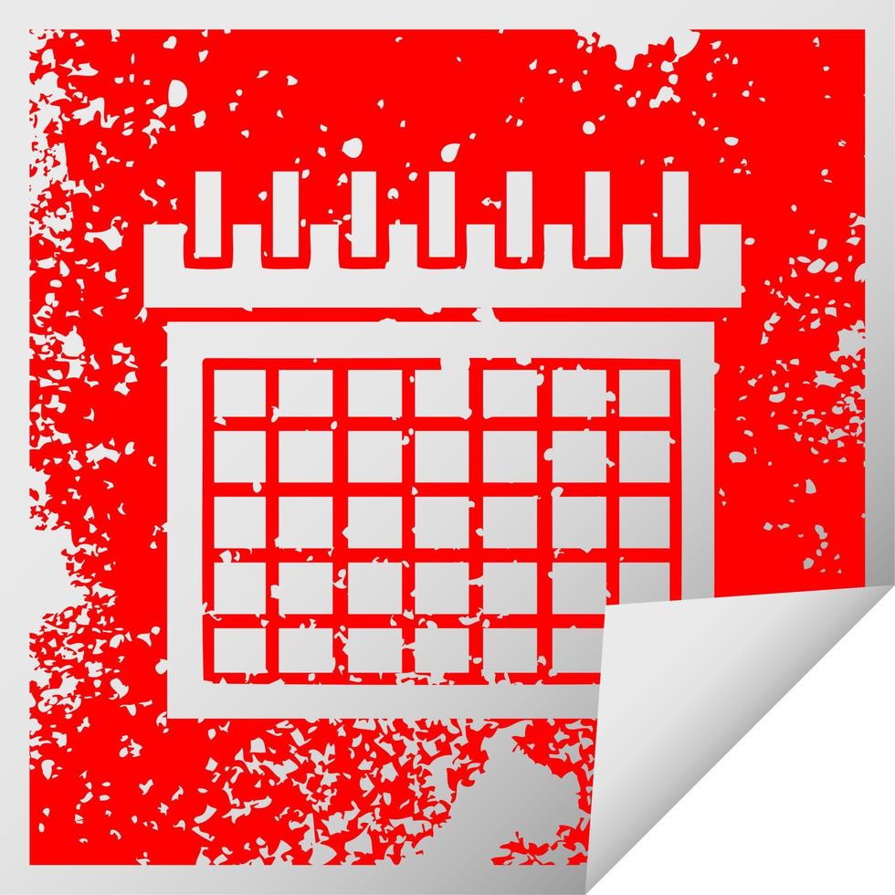 verontruste vierkante peeling sticker symbool werk kalender vector