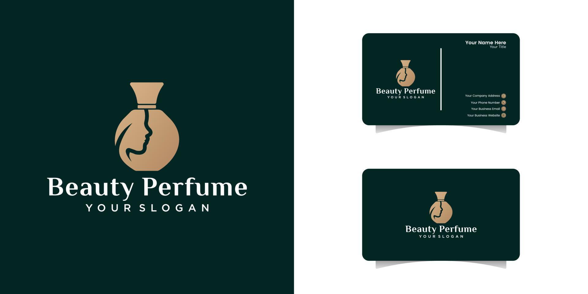 luxe ontwerp voor parfum logo ontwerpsjabloon en visitekaartje vector