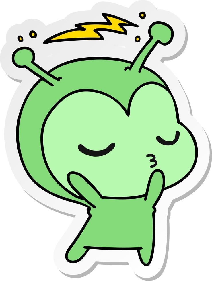 sticker cartoon van een schattige kawaii alien vector