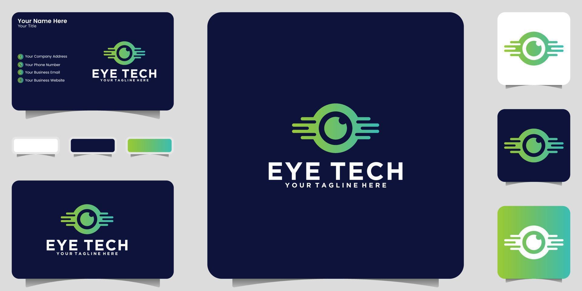 tech eye-logo en visitekaartjeontwerp vector