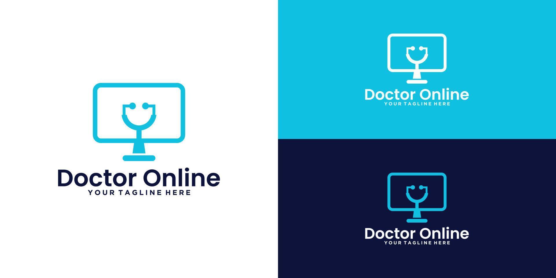 online dokter logo ontwerp inspiratie vector