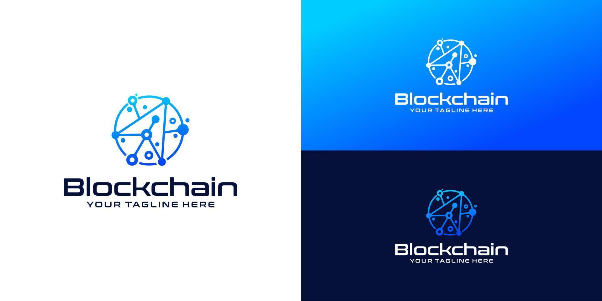 blockchain-technologie logo-ontwerpinspiratie, wereldbol, bol met pijlen vector