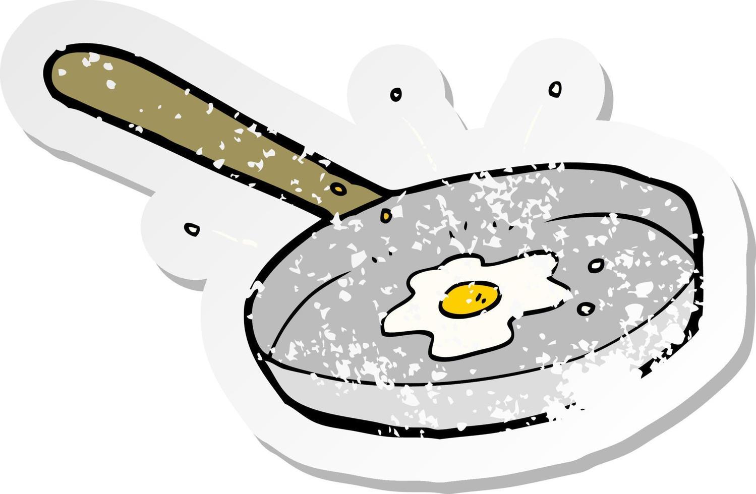 retro noodlijdende sticker van een cartoon gebakken ei vector