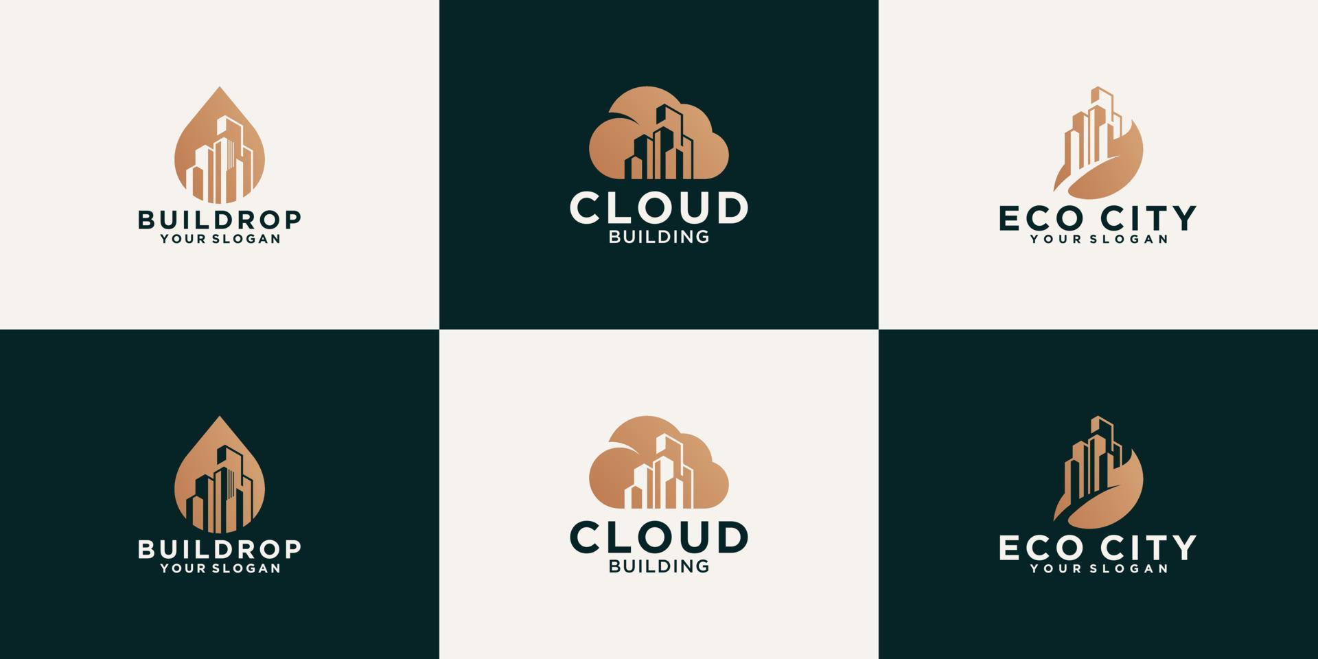 creatieve verzameling logo's voor stedelijke gebouwen vector