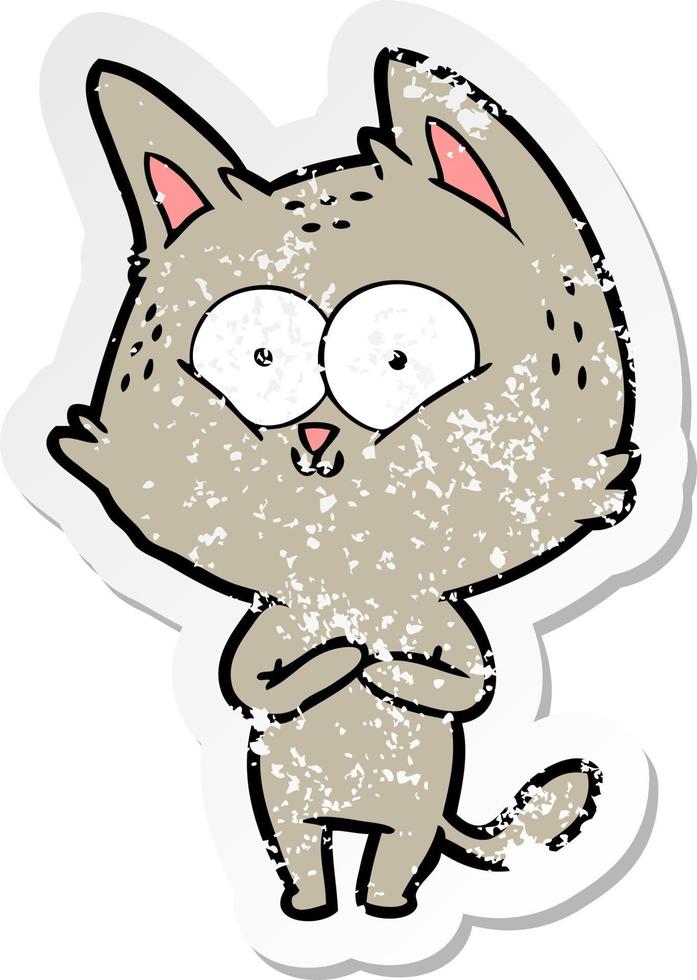 noodlijdende sticker van een cartoonkat vector