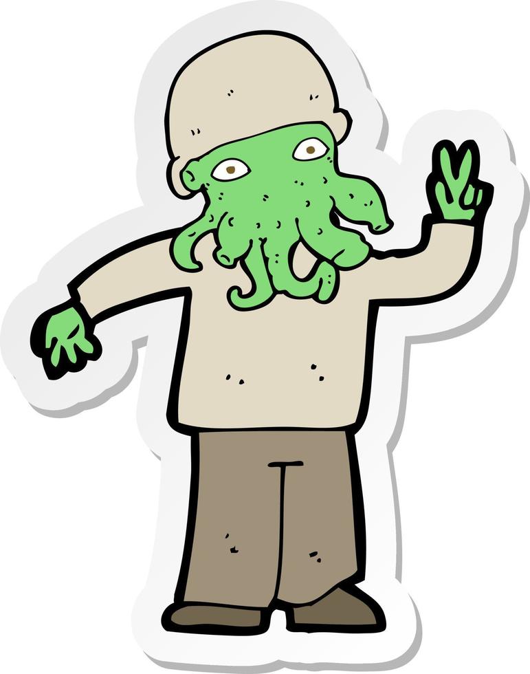 sticker van een cartoon cool alien vector