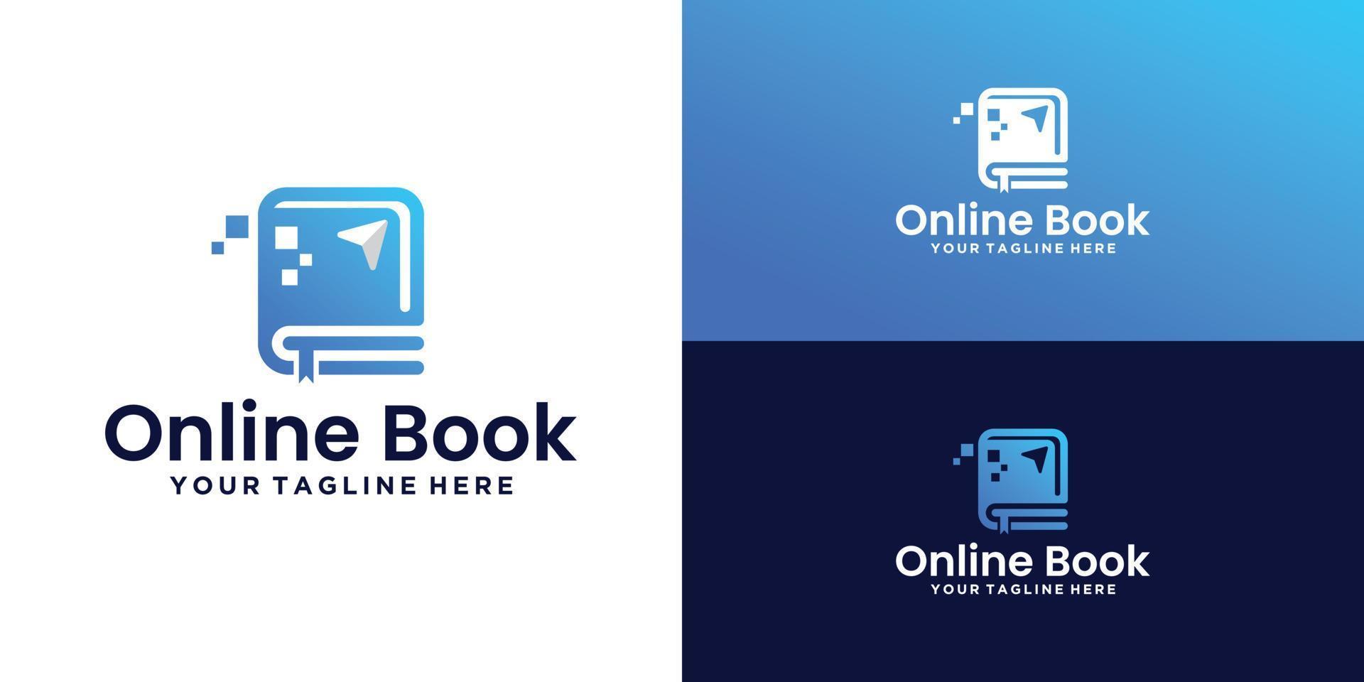 online boek logo-ontwerp, online school vector