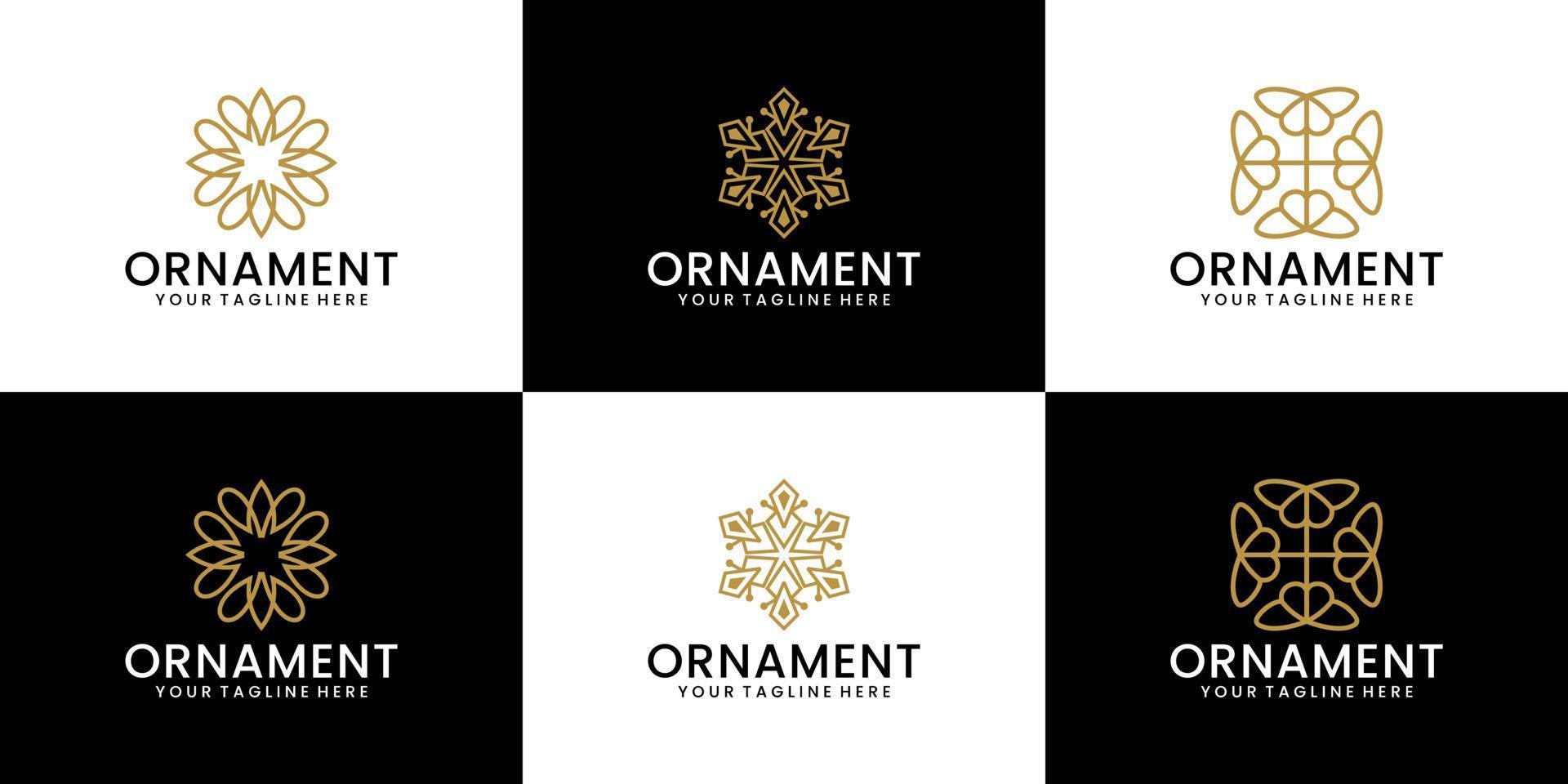 ornament ontwerp logo collectie met lijnstijl vector