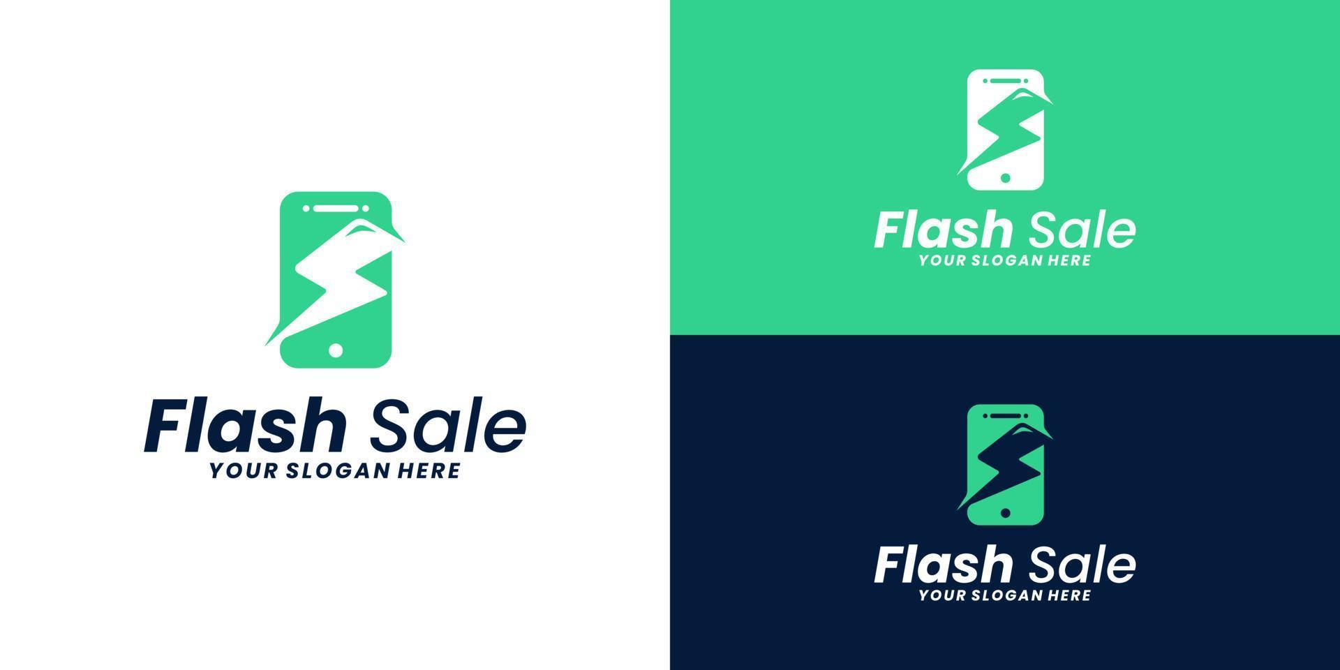 flash sale logo-ontwerp, online verkoop, online bestelling vector