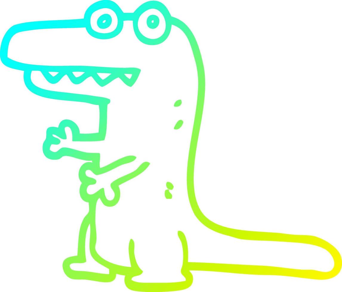 koude gradiënt lijntekening cartoon gekke alligator vector