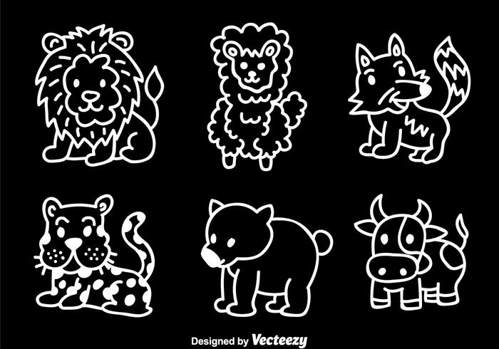 Dieren hand tekenen vector set