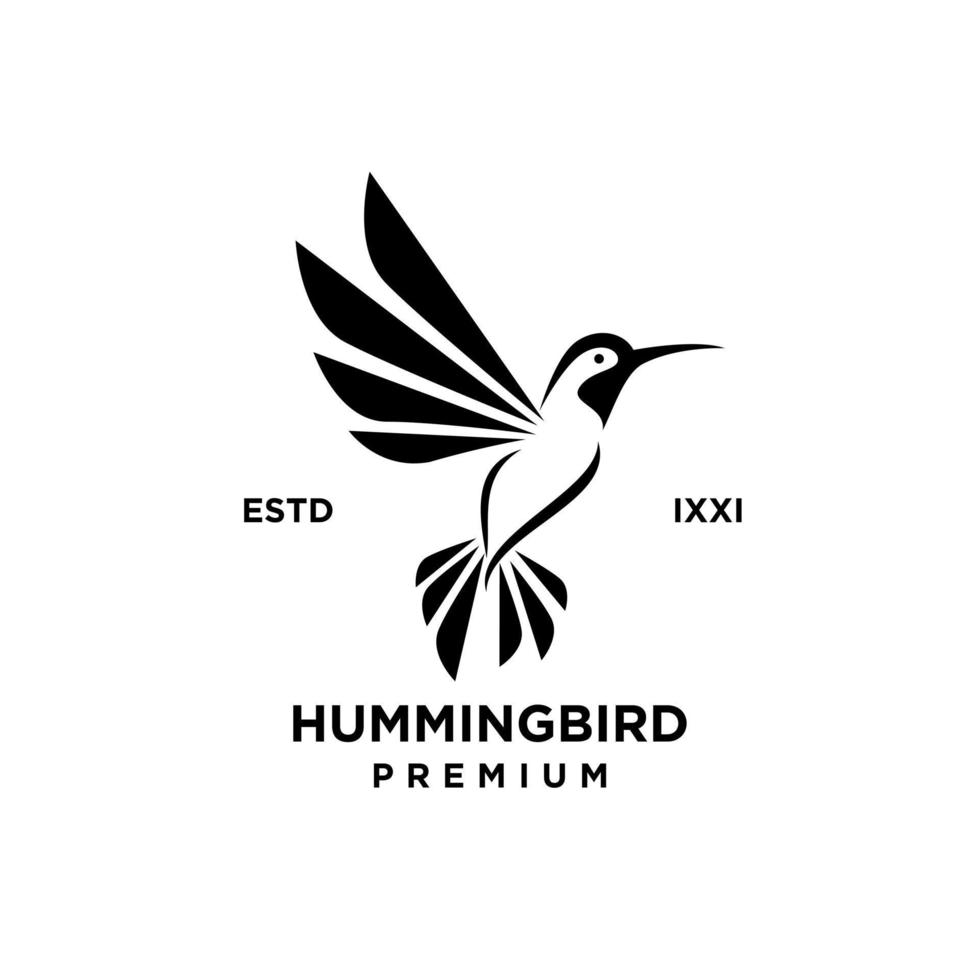 kolibrie zwart silhouet logo pictogram ontwerp vector