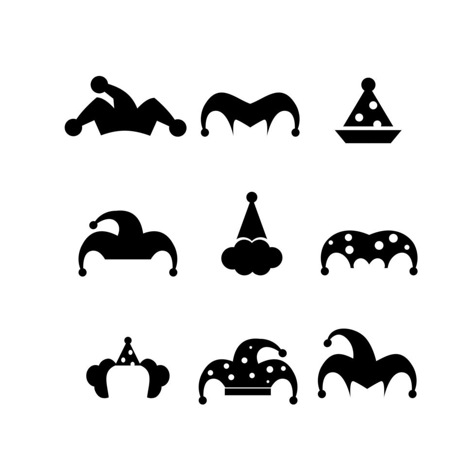 set collectie eenvoudig narrenhoed vector pictogram illustratie ontwerp