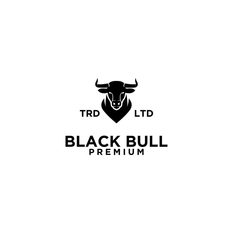 premium zwart stierenkop logo-ontwerp vector