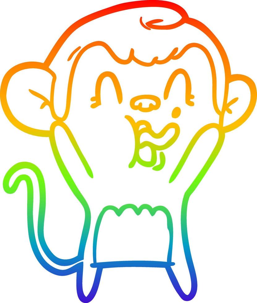 regenbooggradiënt lijntekening gekke cartoon aap vector